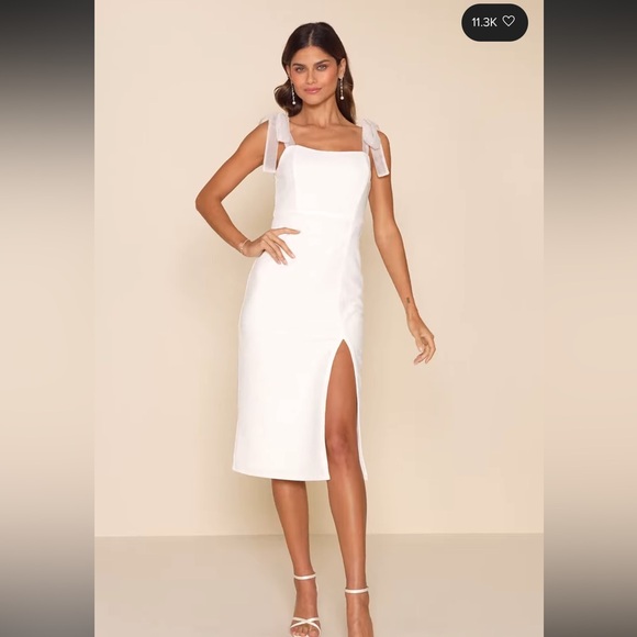 Lulus Dresses & Skirts - NWT Lulus Romantic Celebration White Tie-Strap Bodycon Midi Dress Size M -White